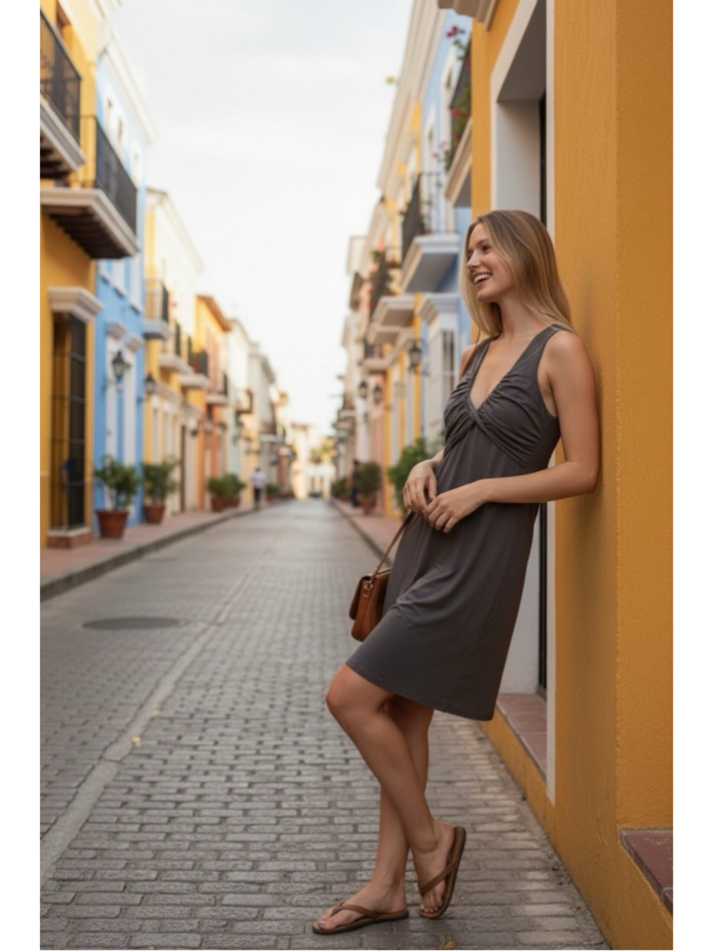 Velvet Crisscross Ruched V-Neck Tank Dress Sundress Large Summer Casual
